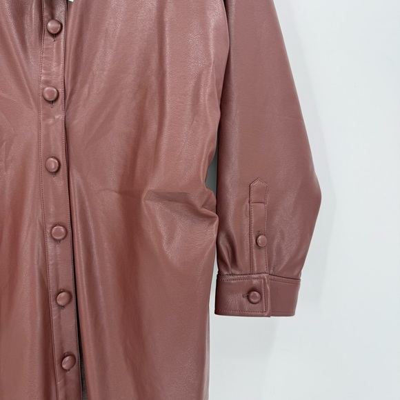 by Anthropologie Fuax Leather Midi Shirt Dress In Brown Size 1X Plus Size - Picture 10 of 15